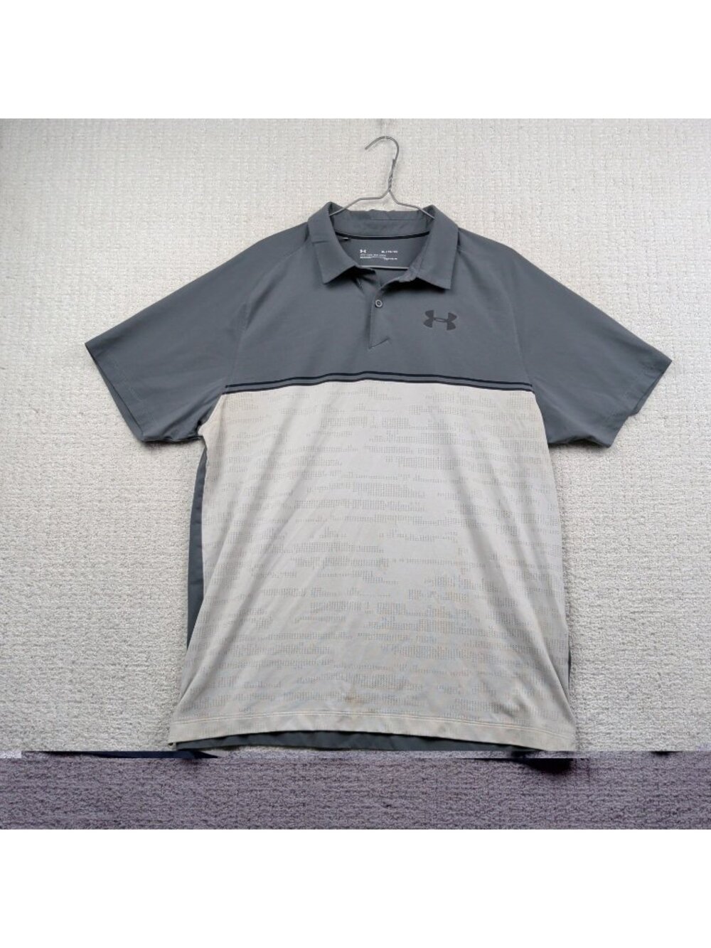 Under Armour HeatGear Polo Mens XL Black Gray Golf Shirt Performance Loose Read